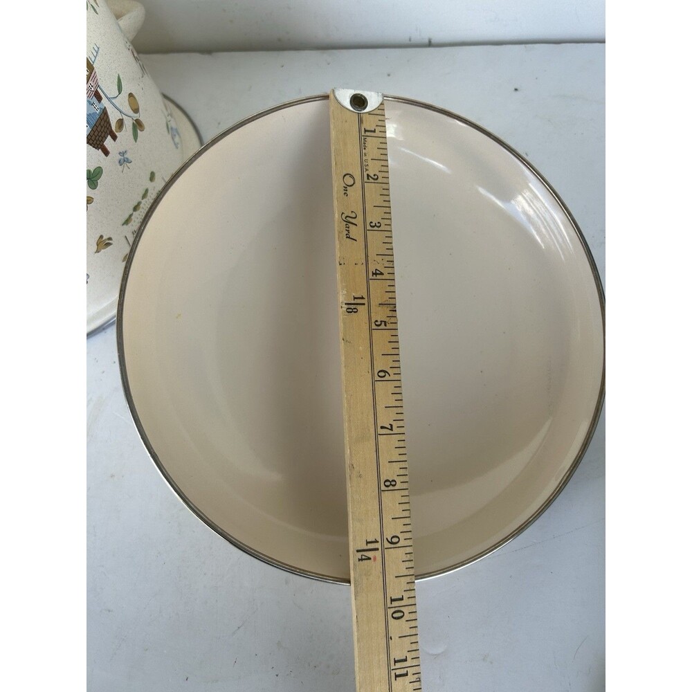 Vintage International China Heartland Enamelware 8 Qt Stock Pot Lid Brass Knob - Picture 9 of 11